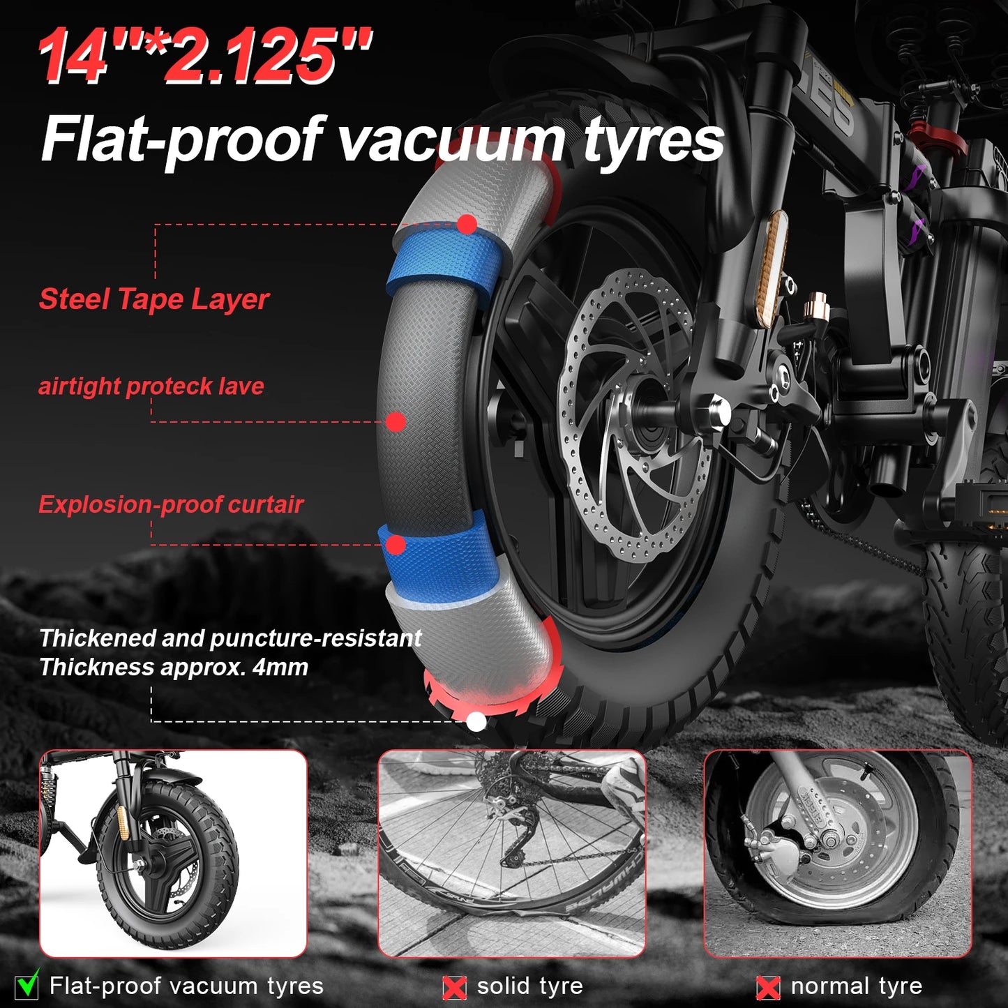 UPlee GE5 48V 15Ah Folding Electric Bike 31-60 KM Range
