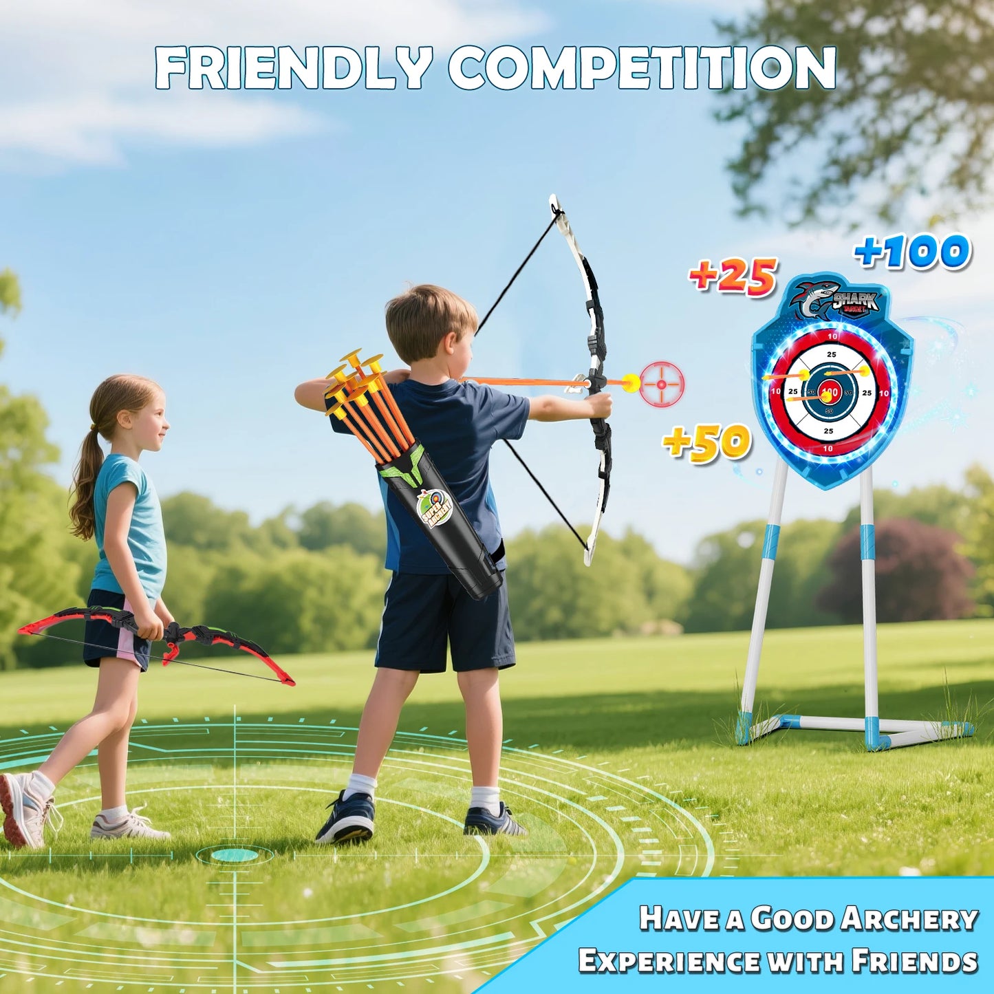 VATOS 4 In 1 Archery Battle Arena Toy For Kids Indoor Outdoor