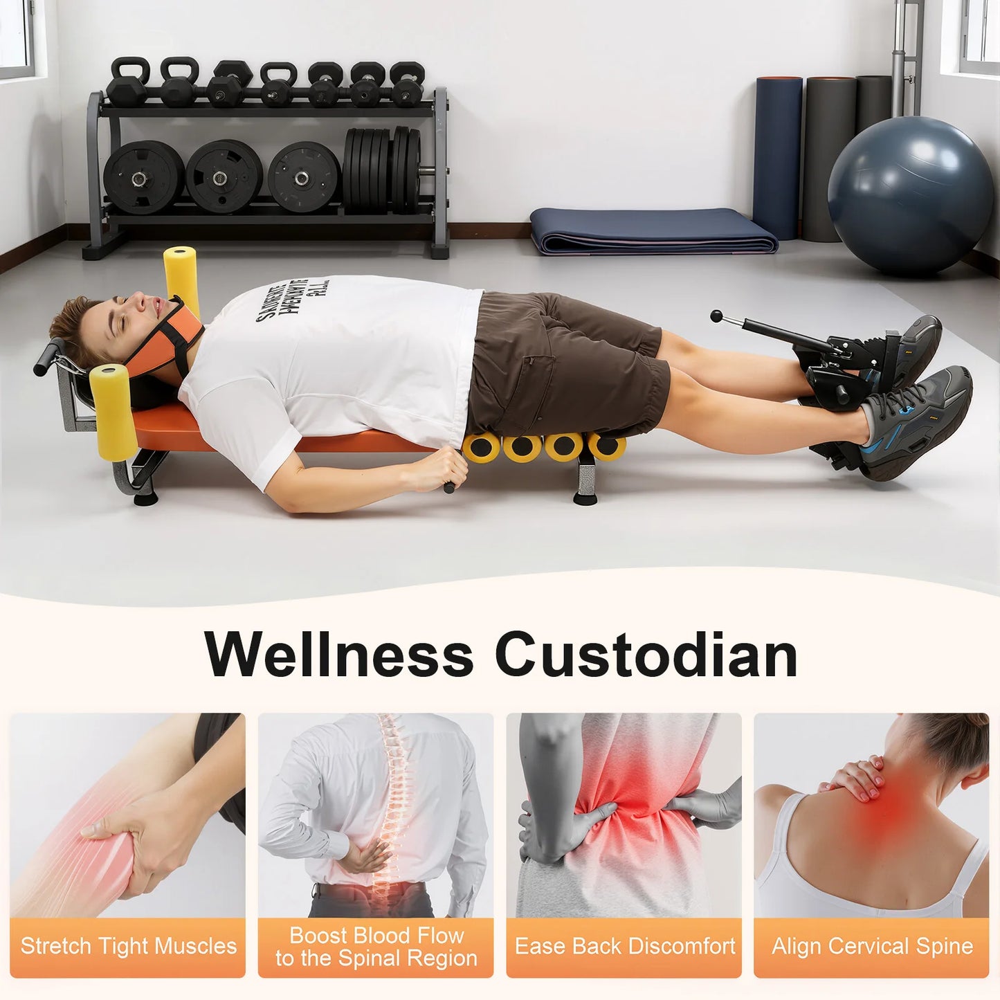 Adjustable Back Stretch Bench For Spinal Decompression 130kg Capacity
