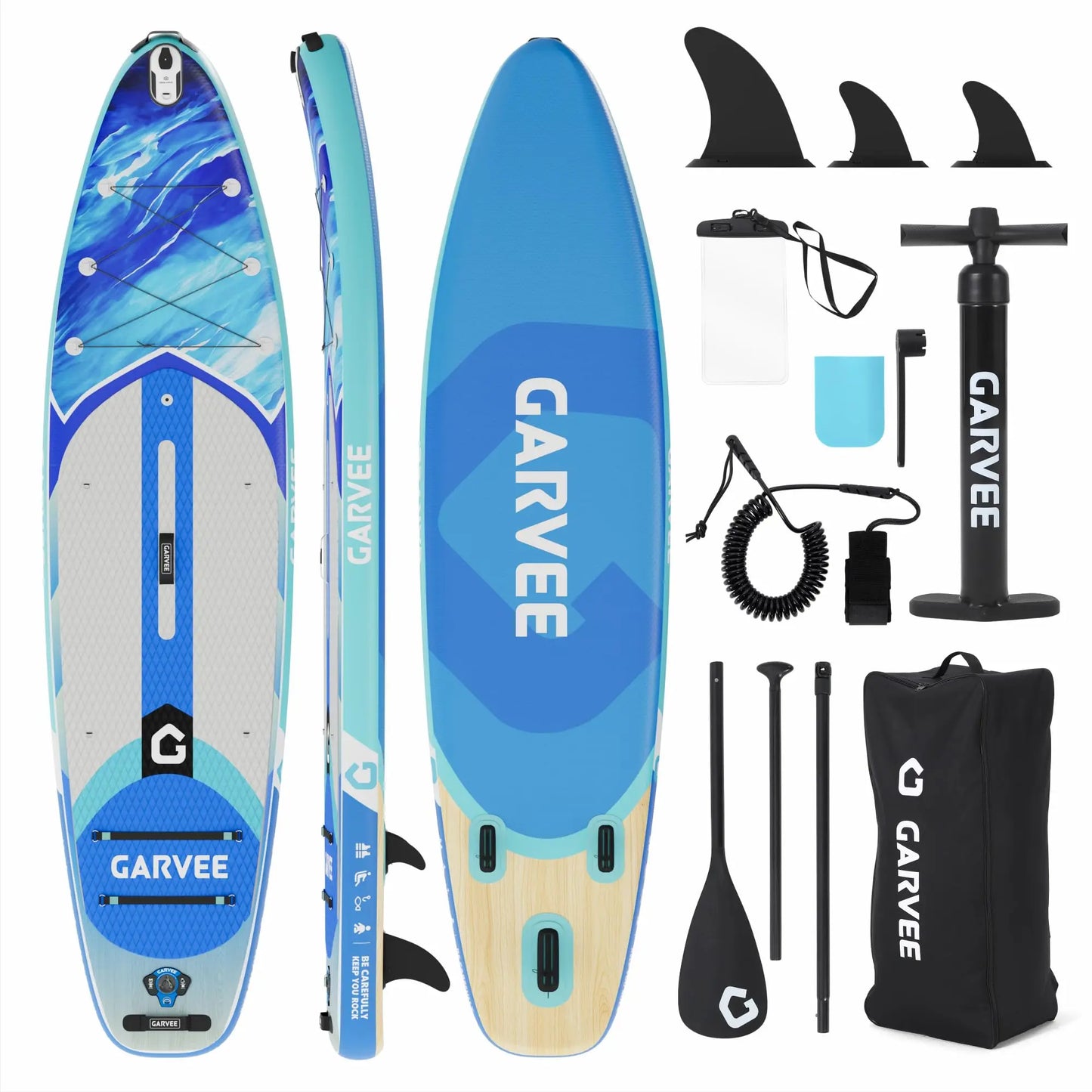Inflatable Upright Paddle Board All Around Set With Pump Backpack
