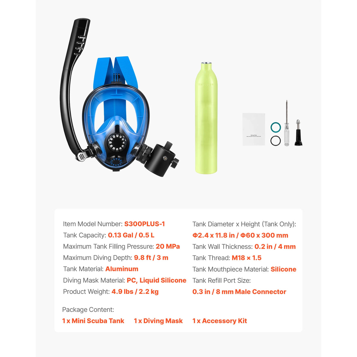 SucceBuy Portable Scuba Diving Tank For Emergency Breathing
