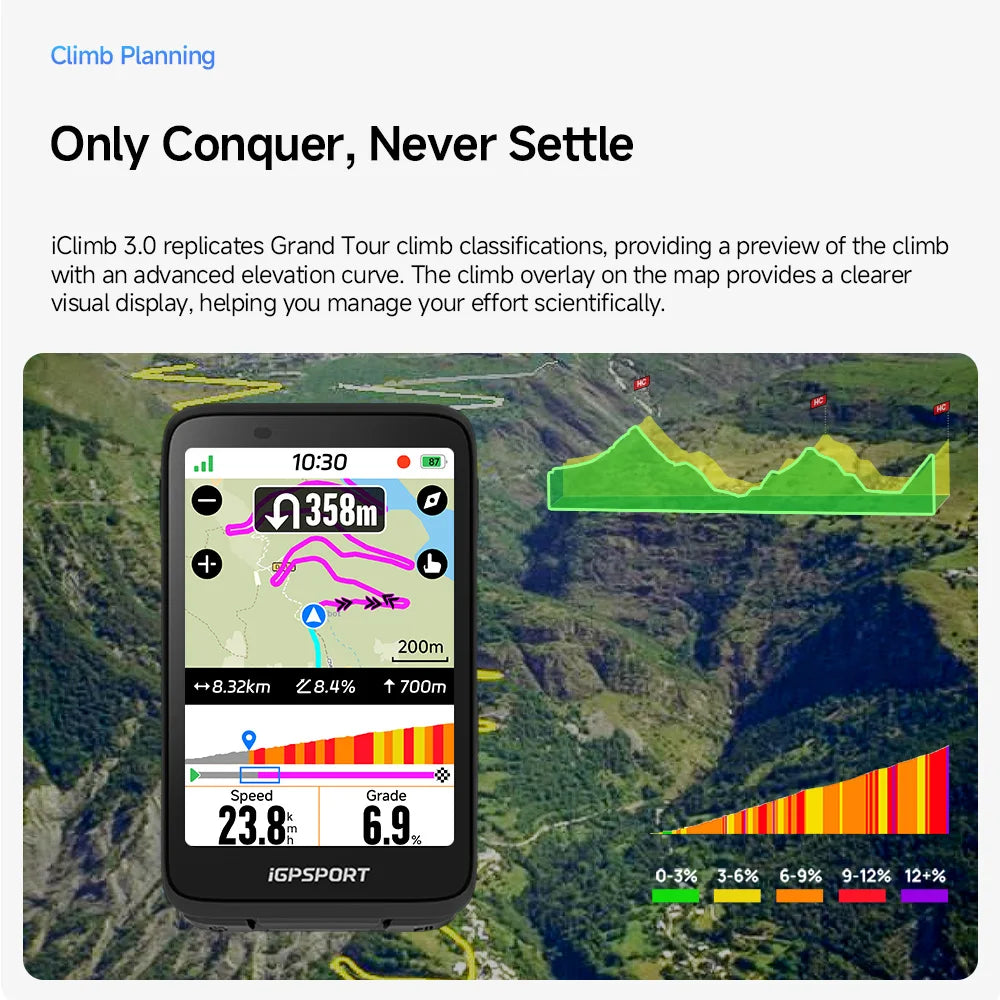 iGPSPORT BiNavi GPS Bike Computer With Touchscreen Navigation Map