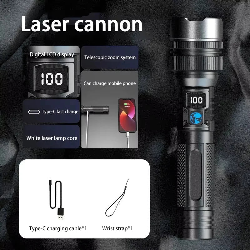 1000000-Lumen USB-C Rechargeable LED Flashlight