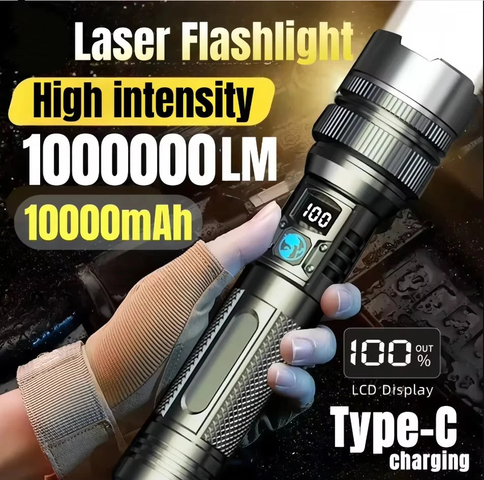 1000000-Lumen USB-C Rechargeable LED Flashlight