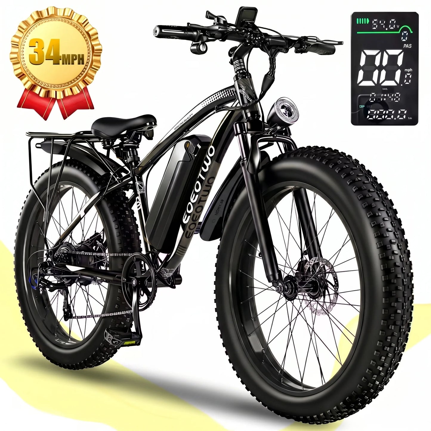 EOEOTWO 1500W Fat Tire Electric Bike 34MPH Ebike Pro
