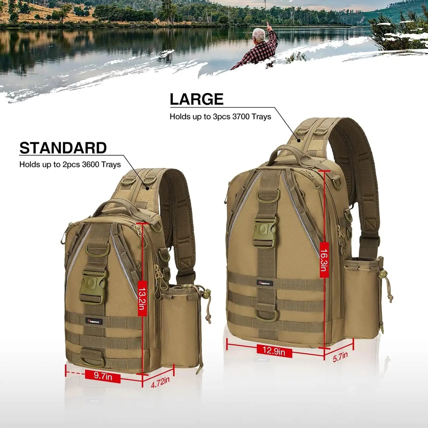 Fishing Tackle Backpack With Rod And Gear Holder Water Resistant