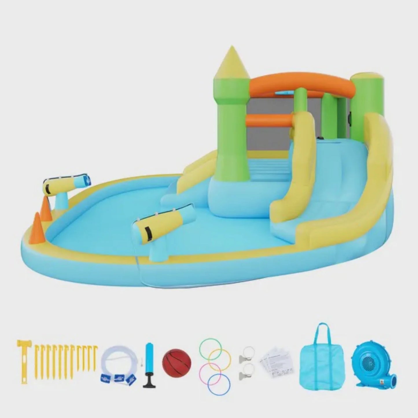 Inflatable Bounce House Water Slide Castle With Basketball Hoop