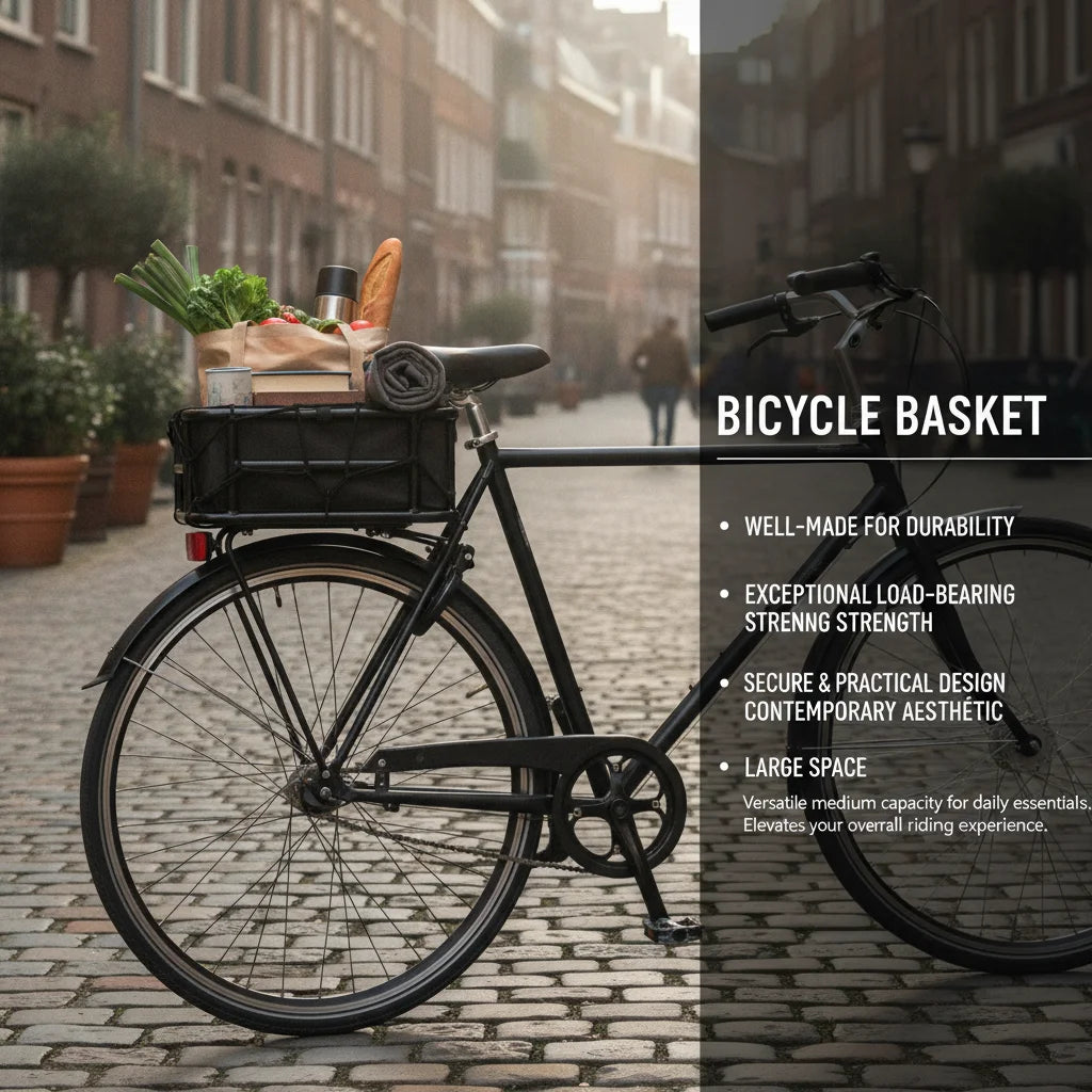 Rustproof Rear Bike Basket With Luggage Net And Inner Liner For Urban Commuting