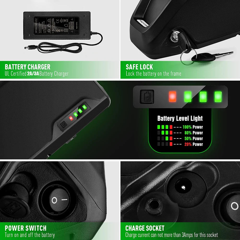 UNITPACKPOWER Ebike Downtube Battery 36V 52V 48V 24Ah