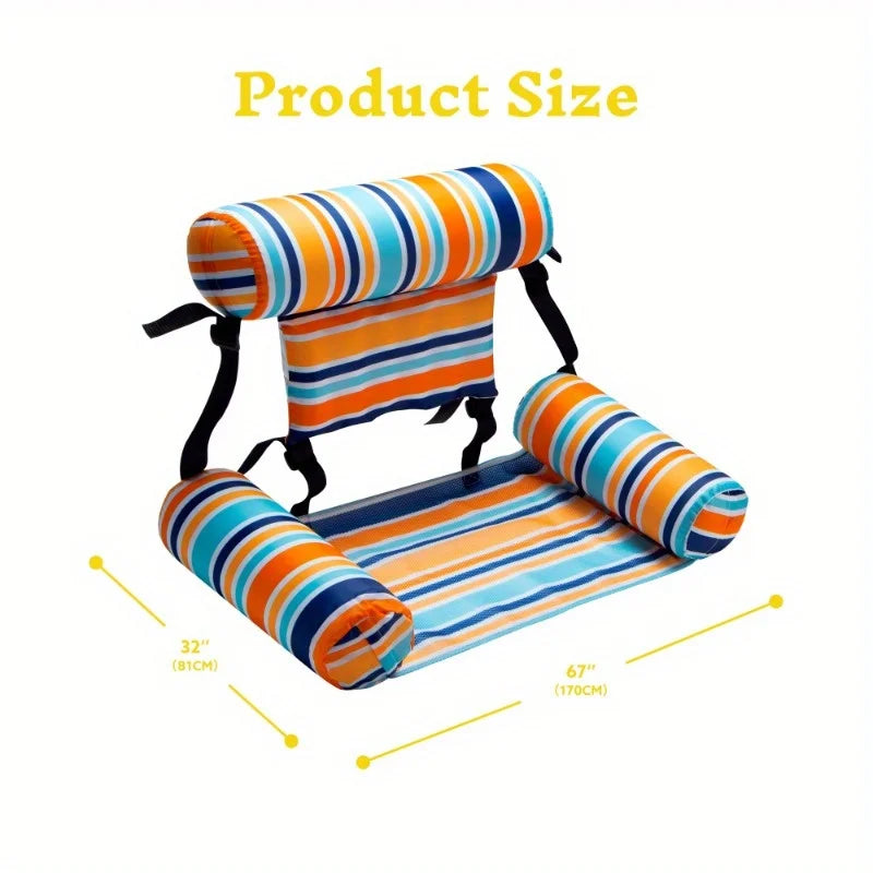 Inflatable Pool Float Loungers Heavy Duty Striped Hammock Chairs For Adults
