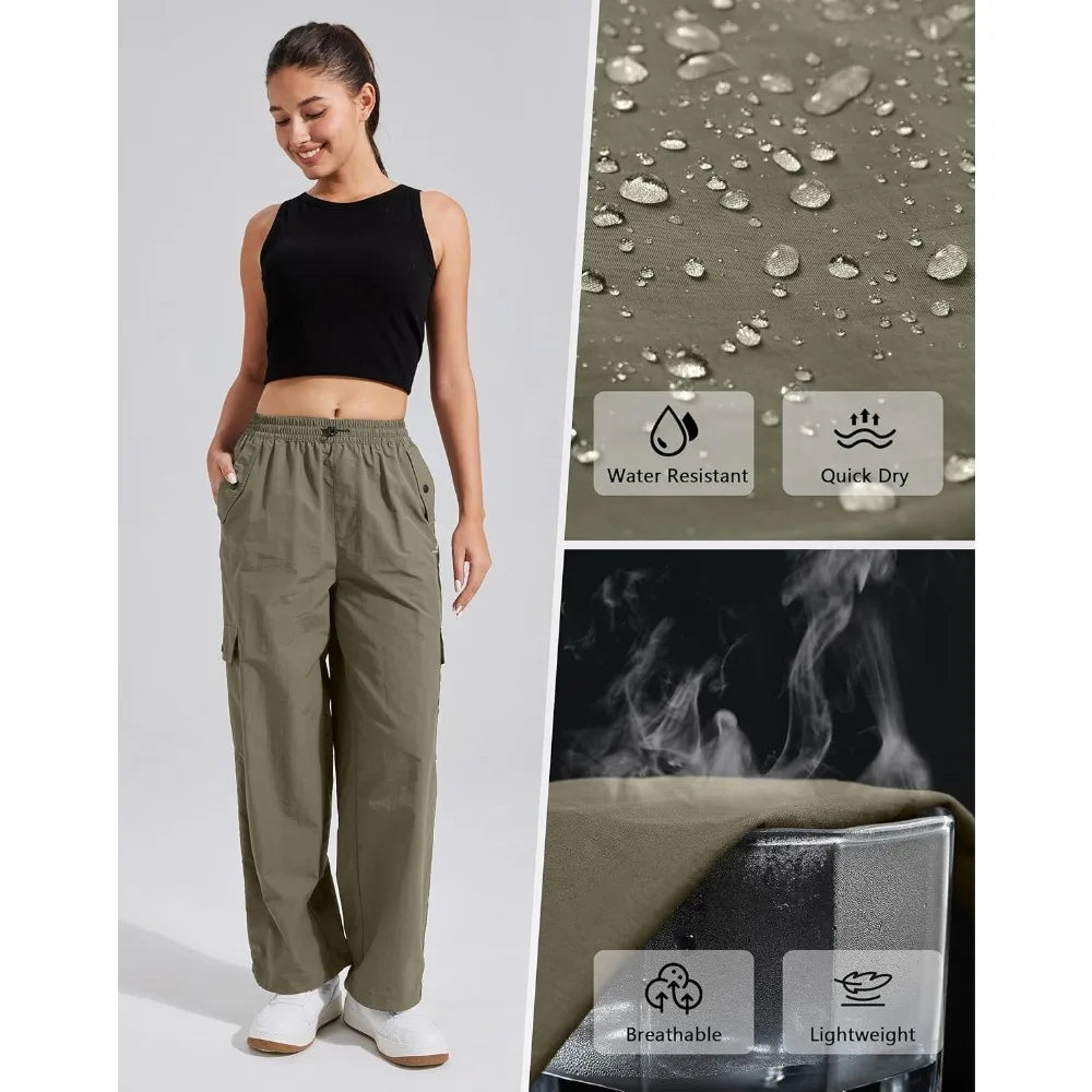 Pioneer Camp Women's Parachute Cargo Hiking Pants With Pockets