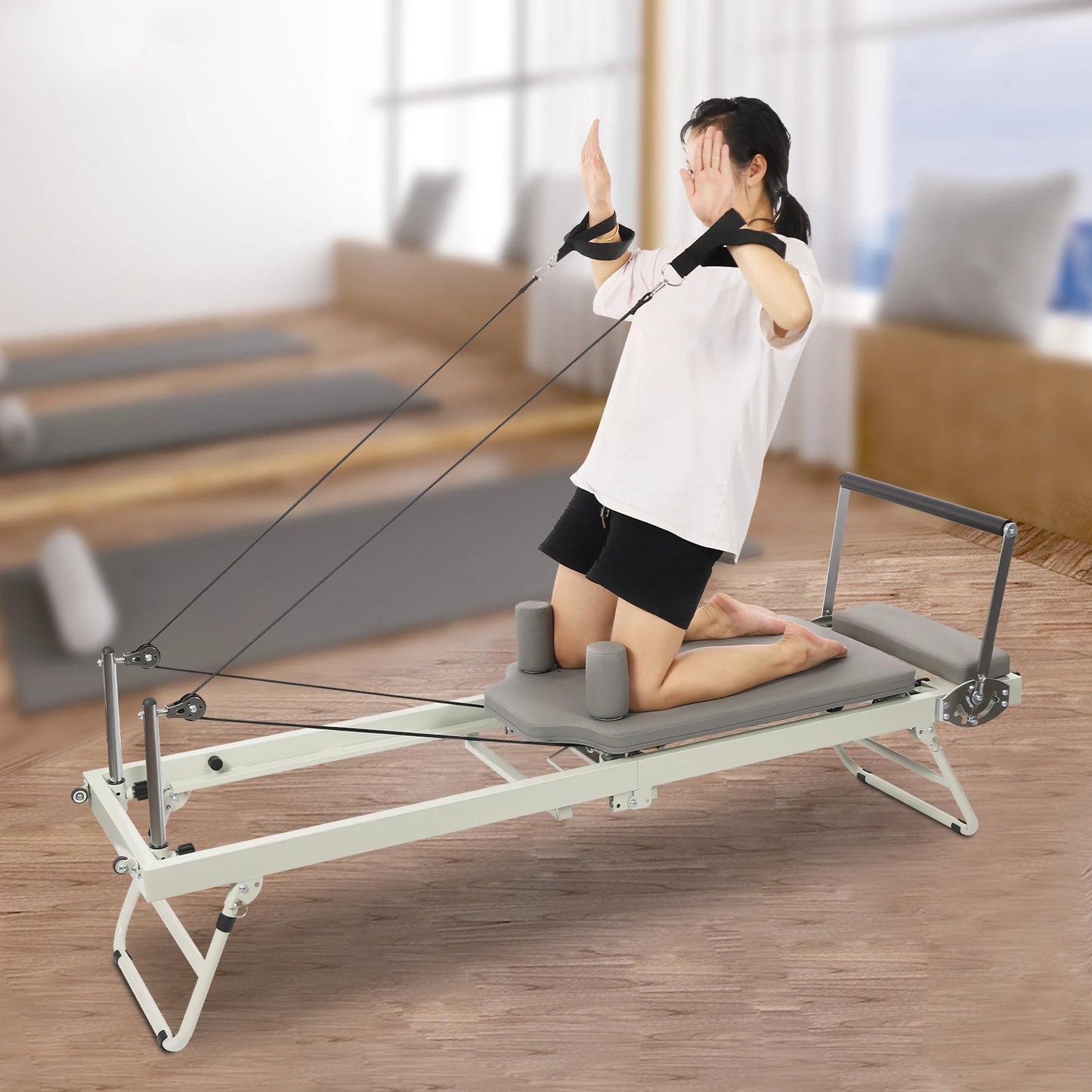 Pilates Reformer Foldable Machine With Dual Springs And Cords