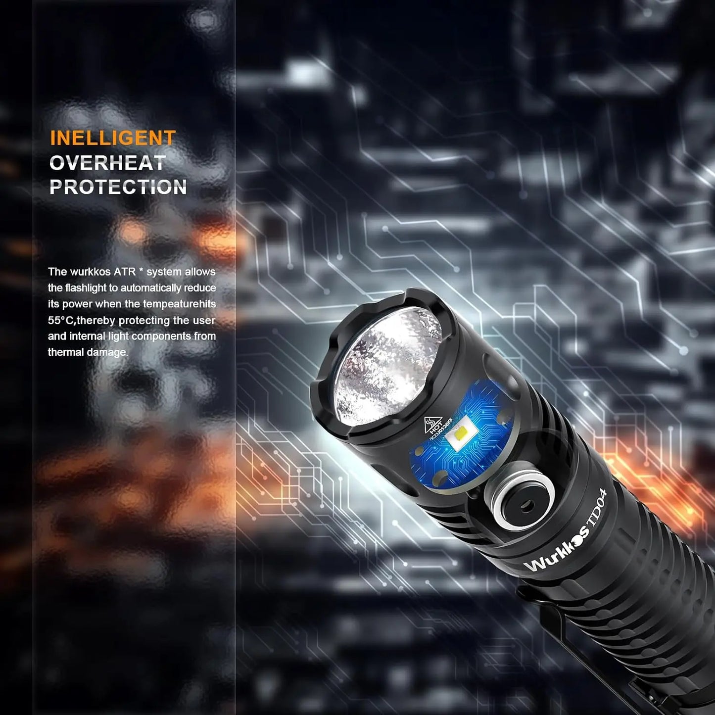 Wurkkos TD04 Flashlight Dual Mode USB C Rechargeable Tactical