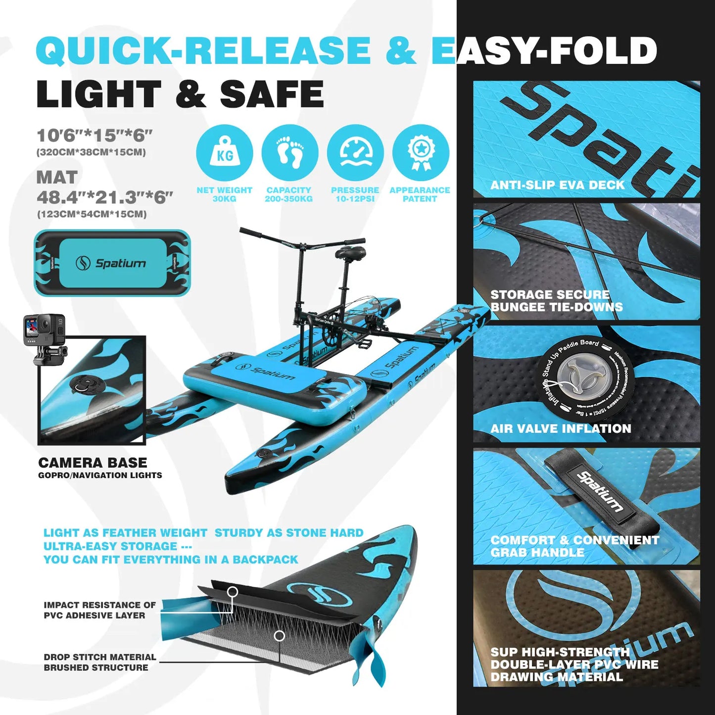 Spatium Water Bike 2.0 Inflatable Pedal Boat Kayak for Lakes