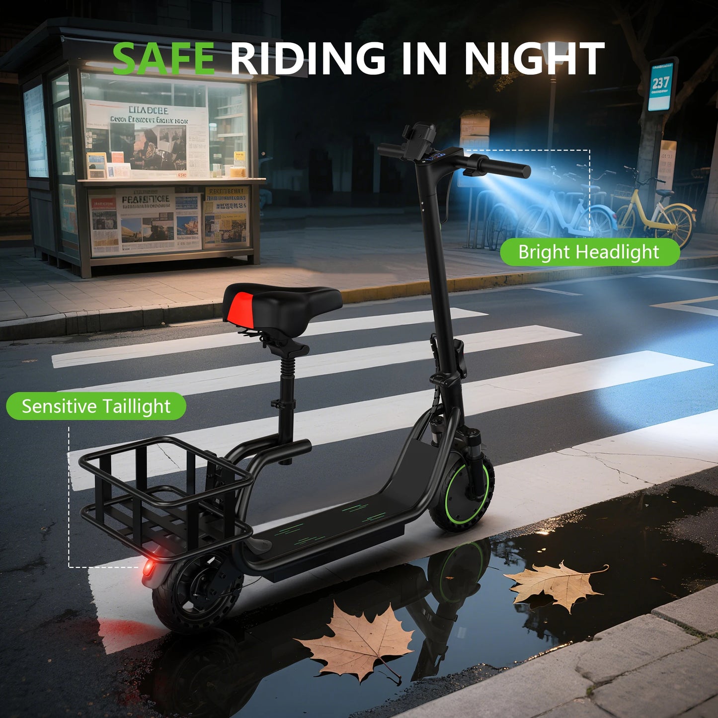 AOVOPRO Maxshot 350W Electric Scooter With Seat And Basket