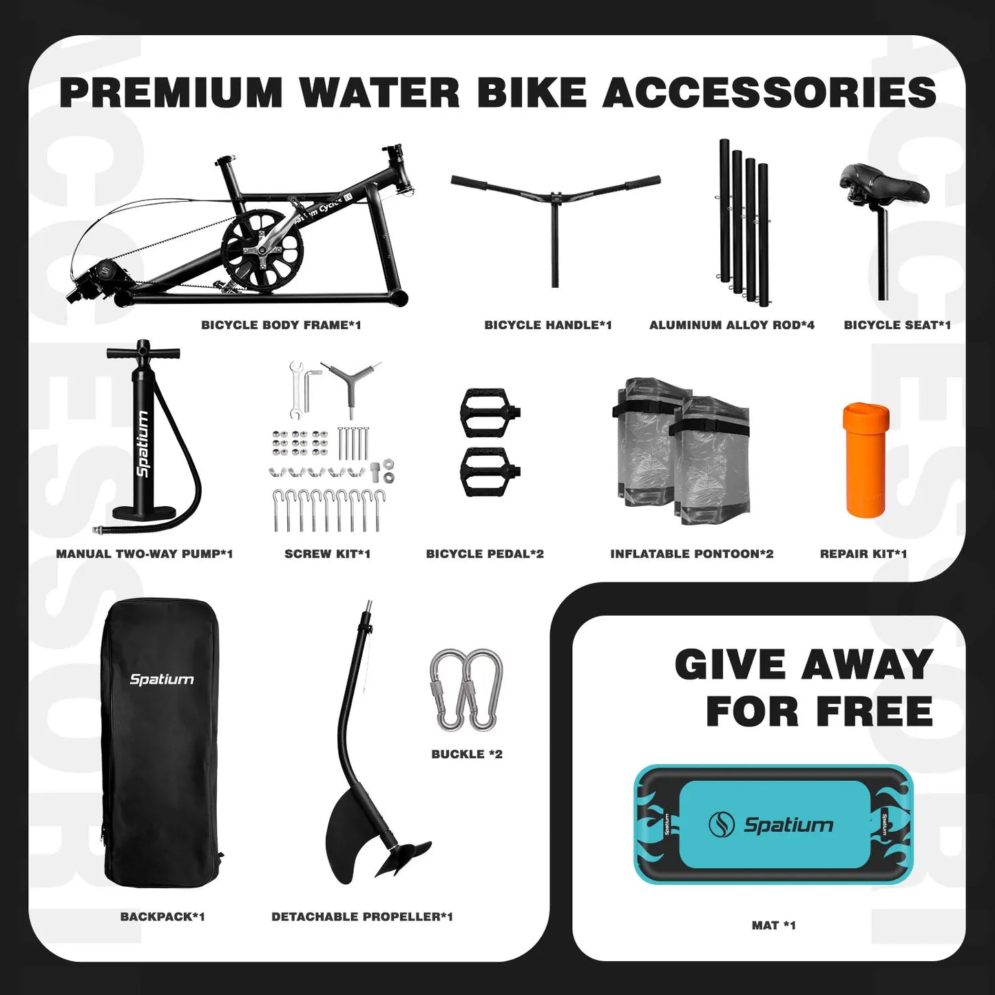 Spatium Water Bike 2.0 Inflatable Pedal Boat Kayak for Lakes
