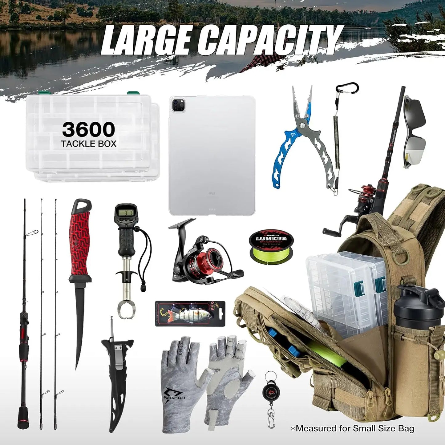 Fishing Tackle Backpack With Rod And Gear Holder Water Resistant