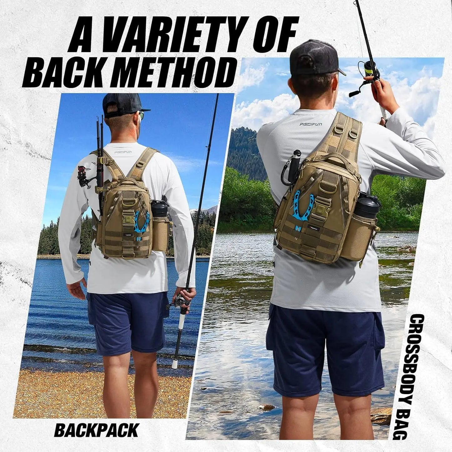 Fishing Tackle Backpack With Rod And Gear Holder Water Resistant