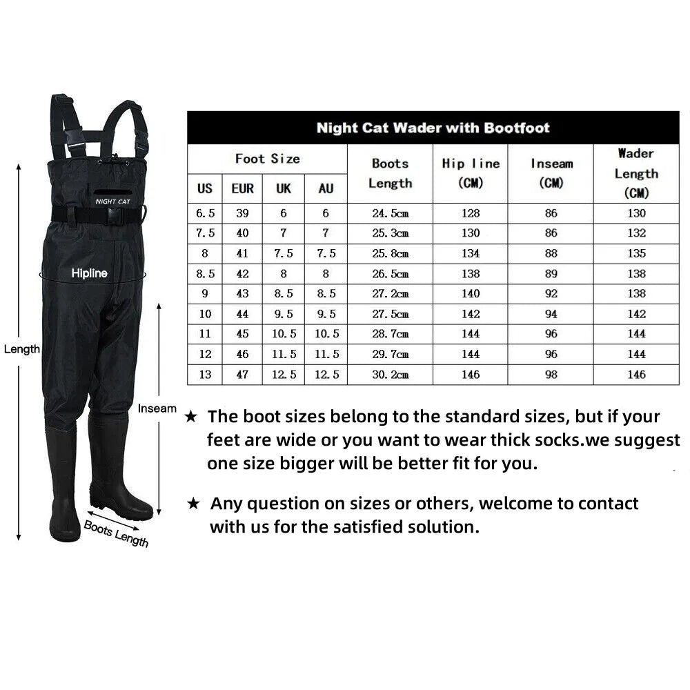 Waterproof Chest Waders With Boots For Men And Women NylonPVC
