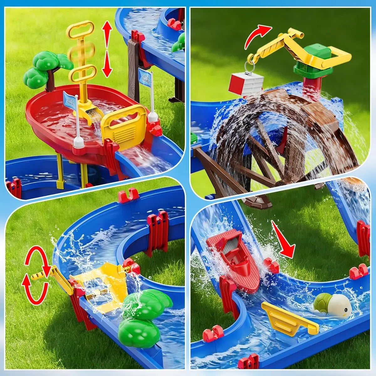 VATOS Outdoor Water Table Playset With Water Wheel For Kids