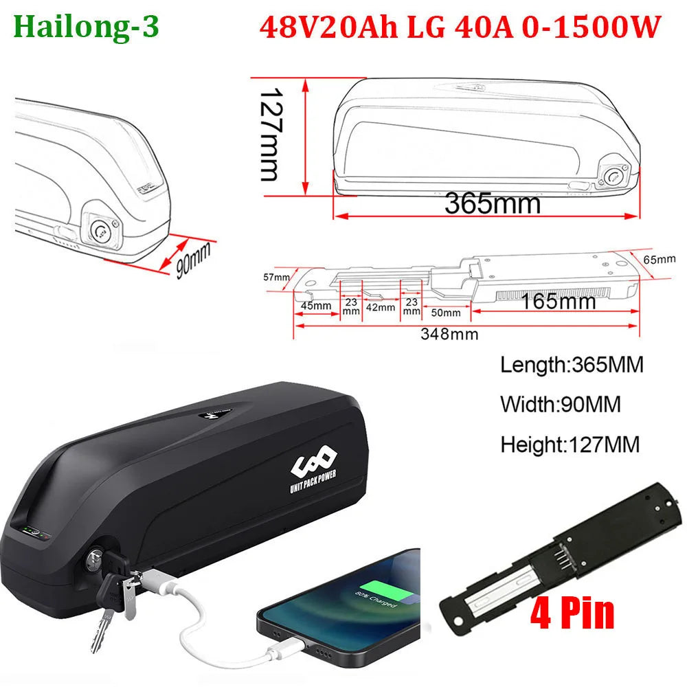 UNITPACKPOWER Ebike Downtube Battery 36V 52V 48V 24Ah