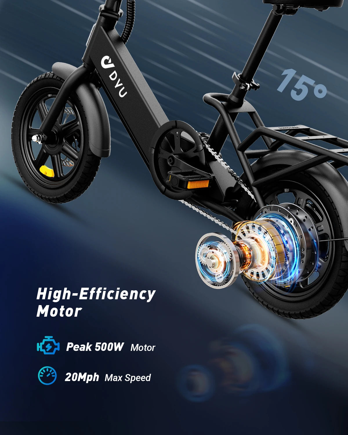 Dyu Folding Electric Bicycle C3 With 500W Peak Motor 280Wh Battery