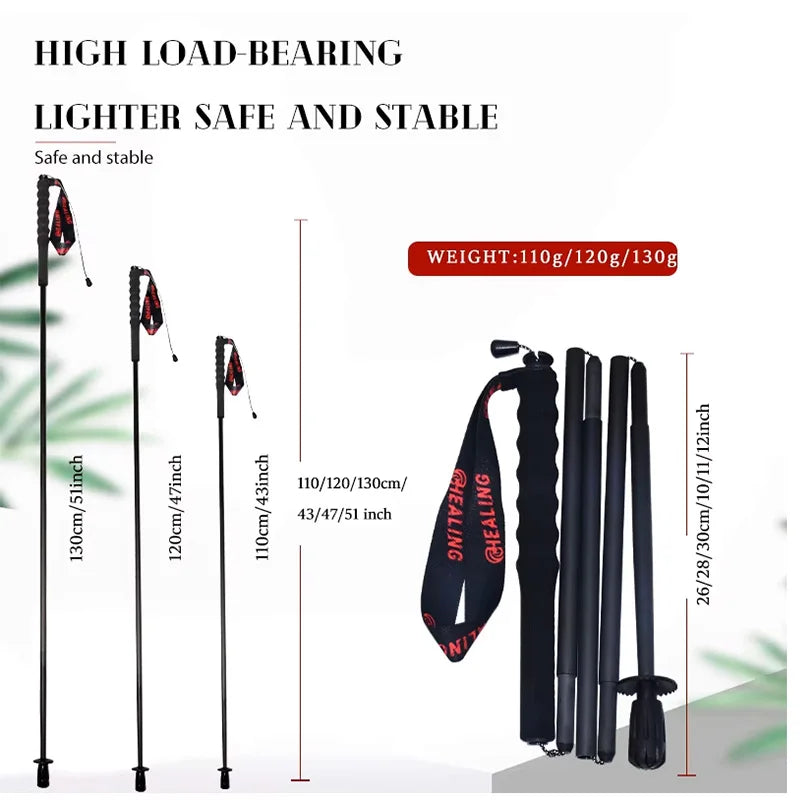 OKHEALING CN Folding Carbon Fiber Trekking Poles With Foam Handle