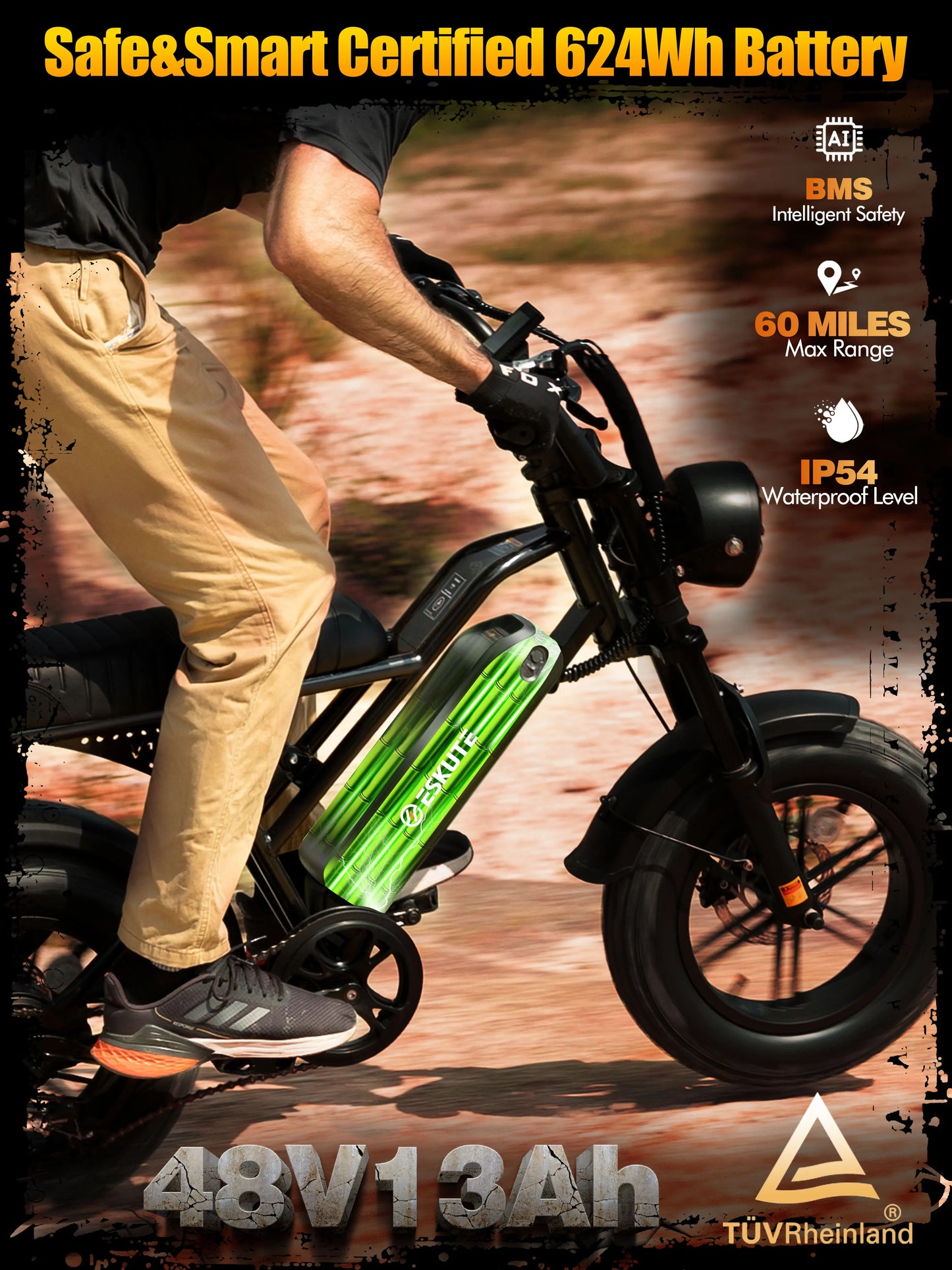Eskute V100 Electric Bike 1500W Peak Dual Suspension Fat Tire