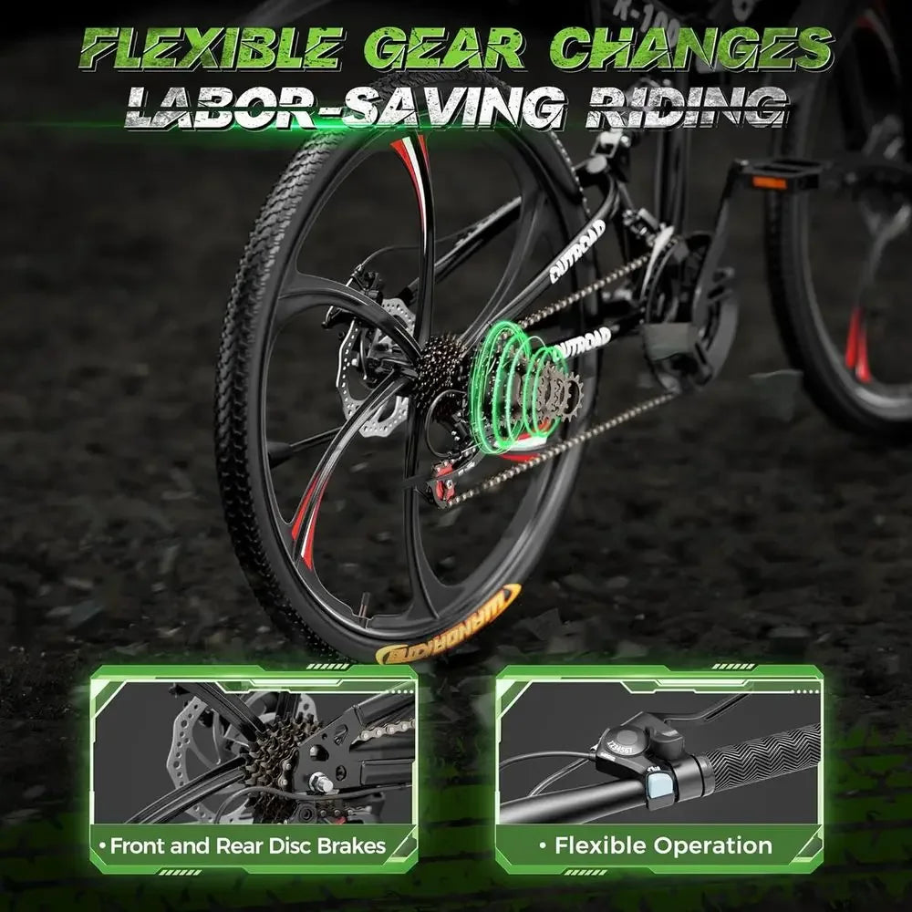 Adult Mountain Bike 21-Speed Full Suspension Dual Disc Brakes Aluminum Frame