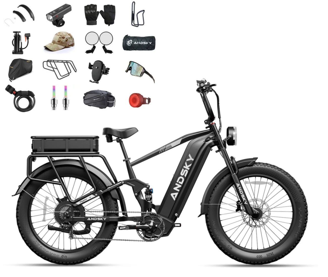 ANDSKY Hyper X Dual Battery 60V 3200W Electric Bike 7Speed