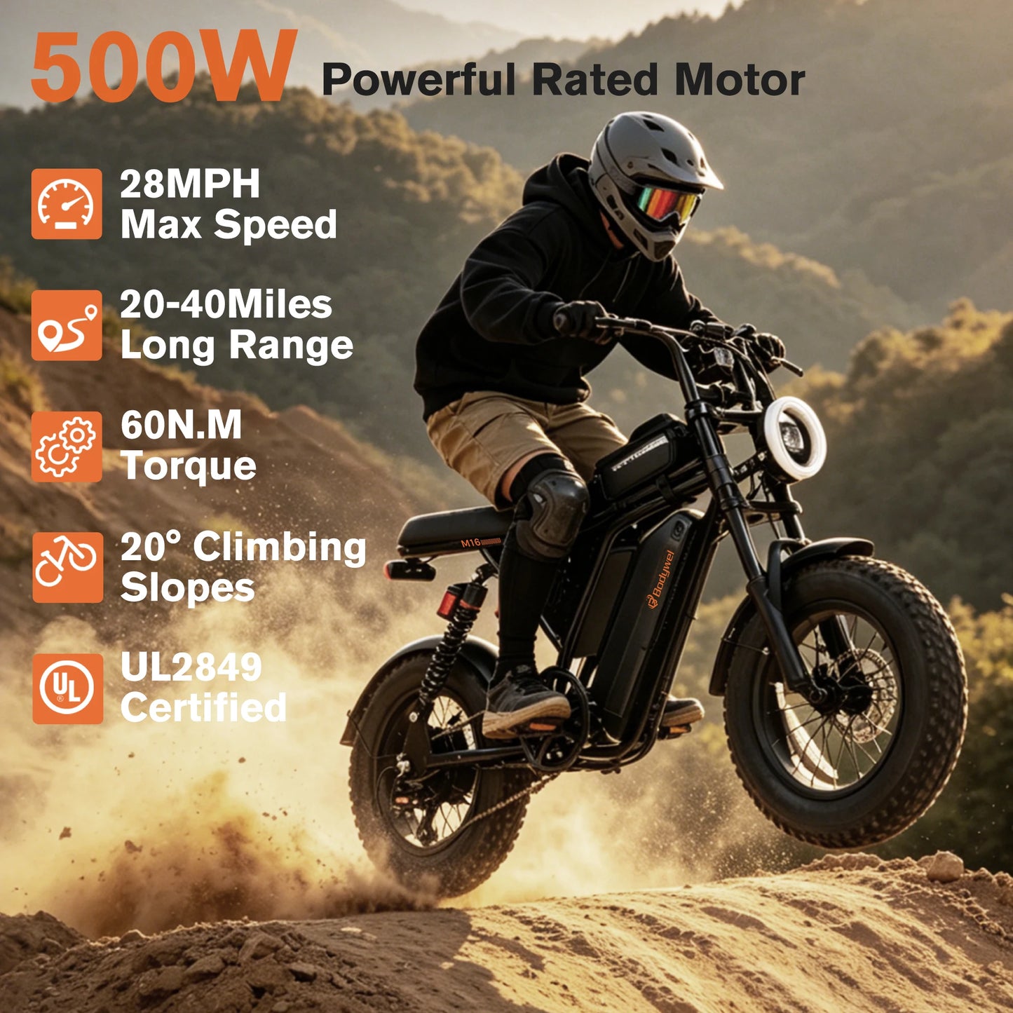 Bodywel M16 Electric Mountain Bike For Adults With Removable Battery