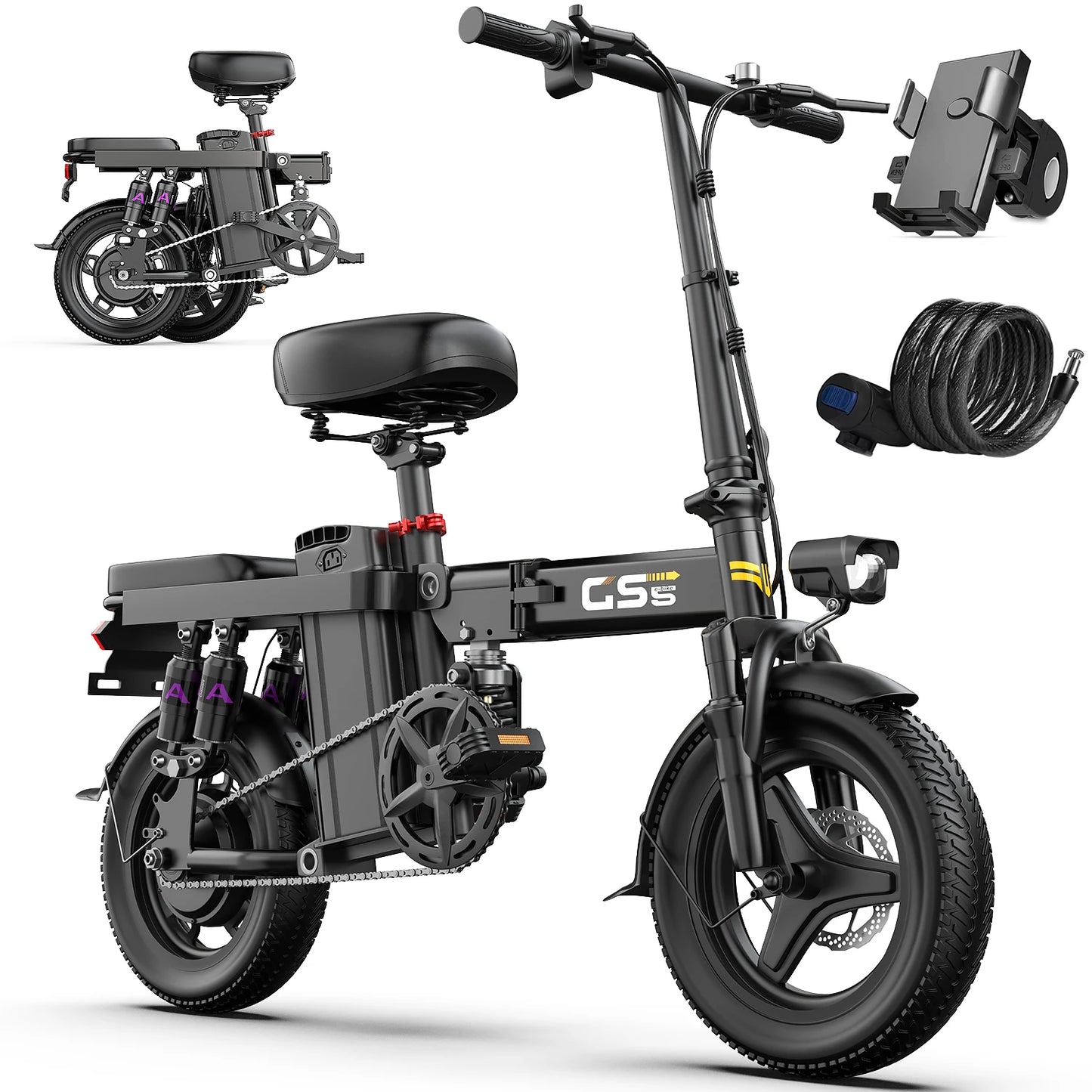 UPlee GS5 48V 15Ah Folding Electric Bike 20 Miles Range