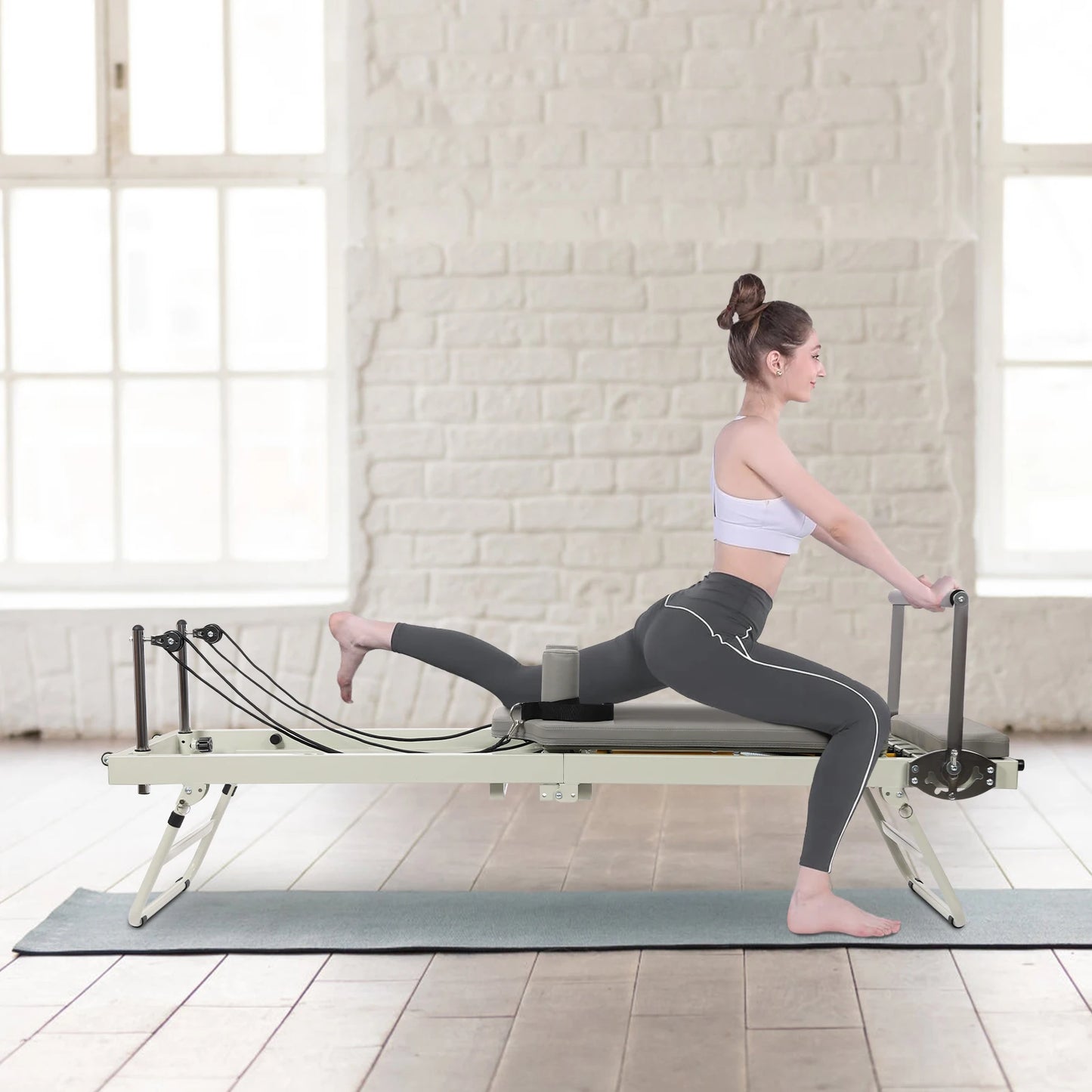 Pilates Reformer Foldable Machine With Dual Springs And Cords