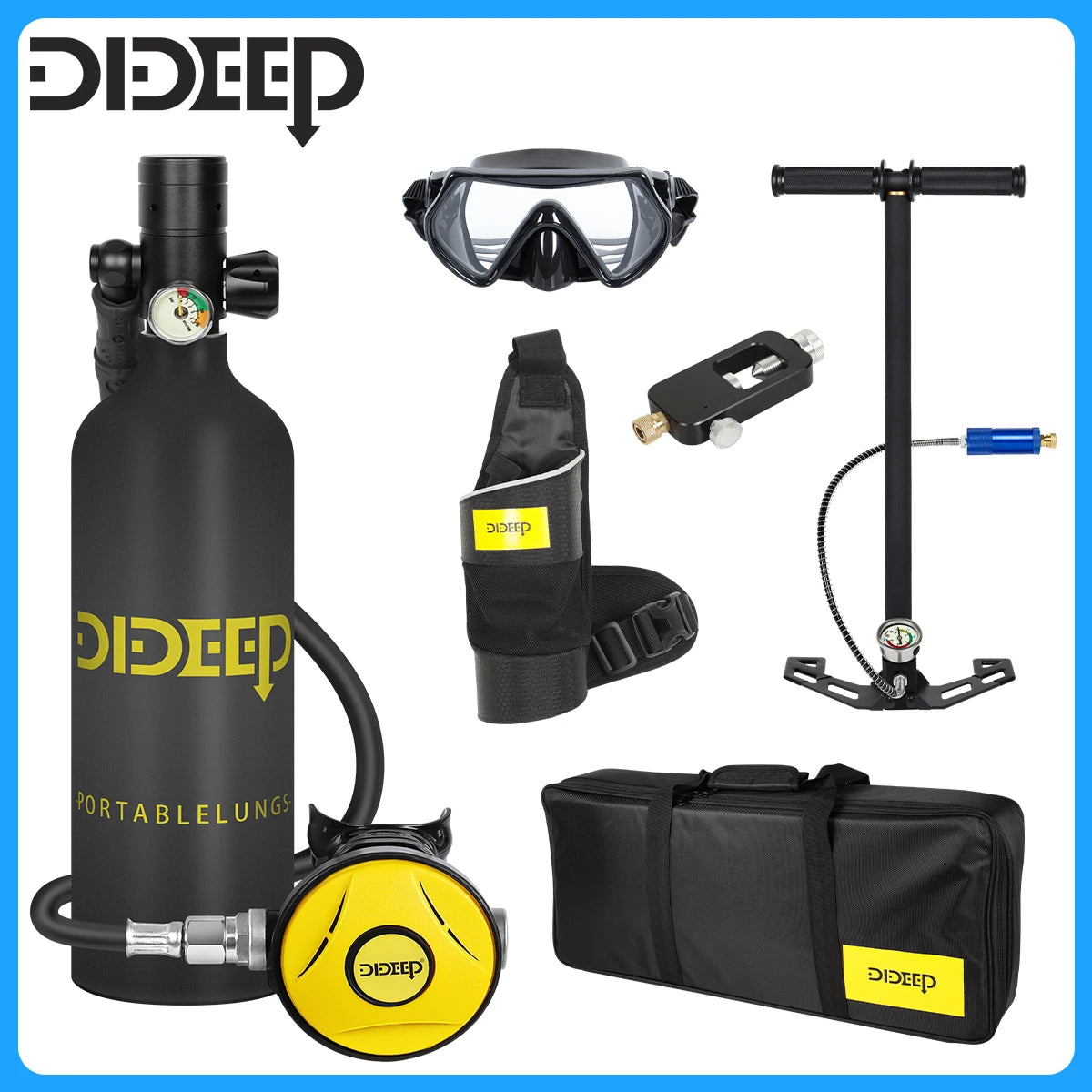 DIDEEP Scuba Diving Tank With Hand Pump Portable Cylinder