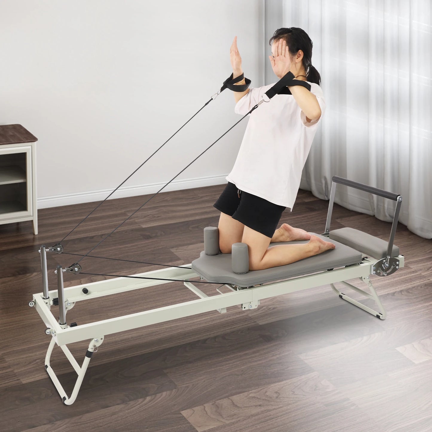 Pilates Reformer Foldable Machine With Dual Springs And Cords