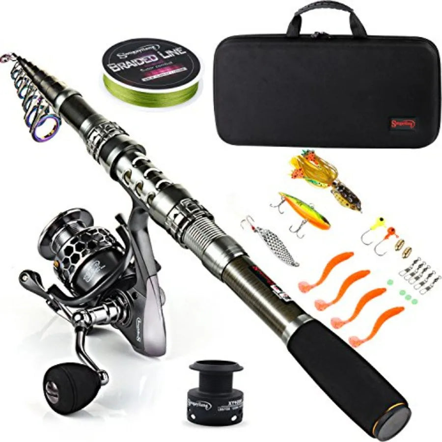 Telescopic Fishing Rod And Reel Combo With Carrier Bag Saltwater Freshwater