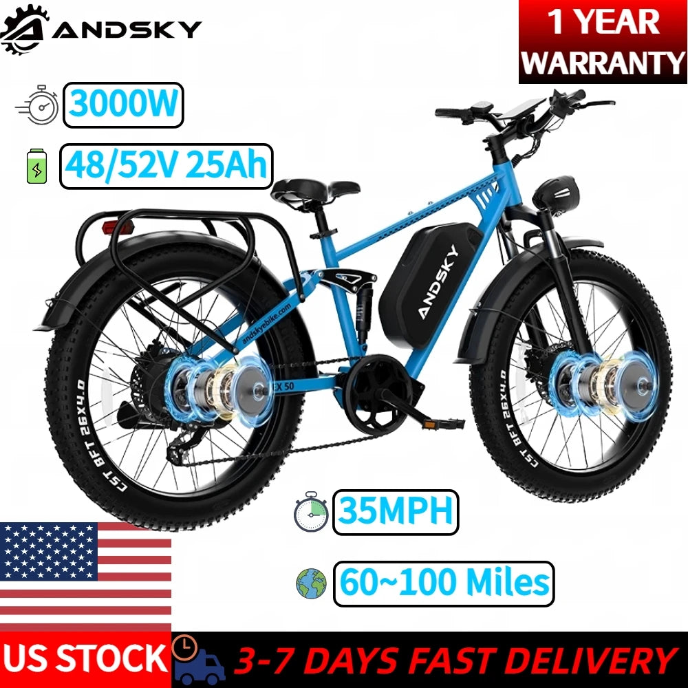 ANDSKY Apex 50 Electric Bicycle 3000W Dual Motor EBike