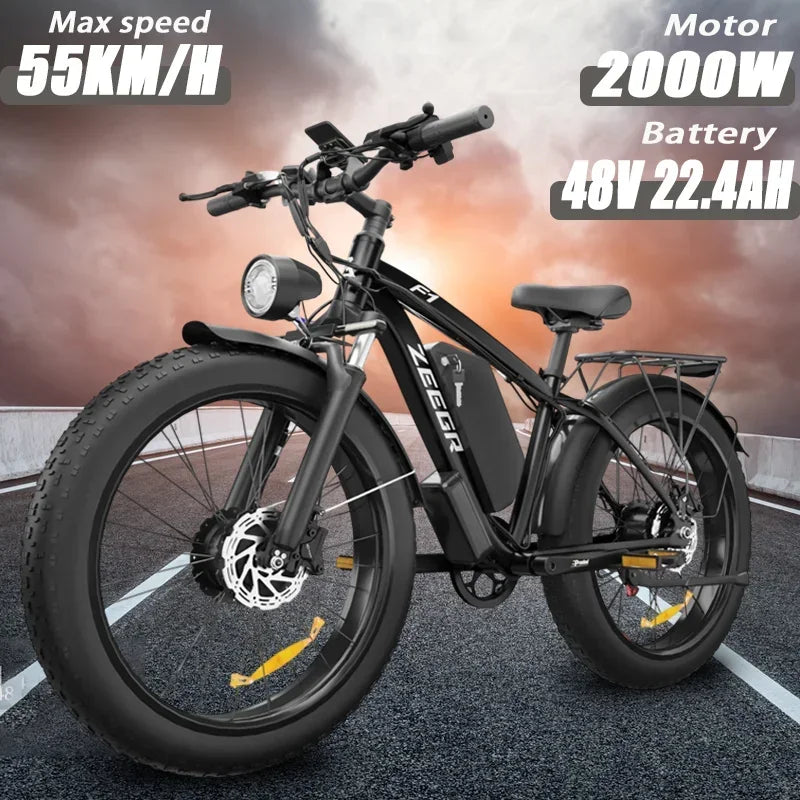 F1 2000W Dual Motor Electric Bicycle 48V Battery Hydraulic Brakes