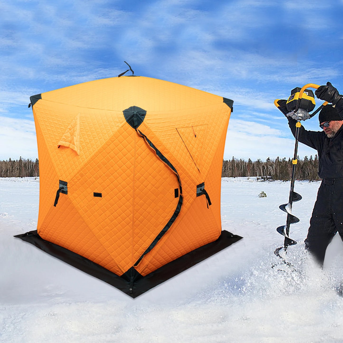 Bymaocar Ice Fishing Tent Thermal Shelter Dual Zipper Windproof