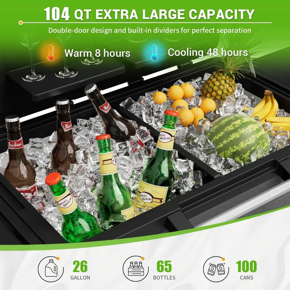 YTYIN Patio Rolling Ice Chest Cooler Cart with Wheels