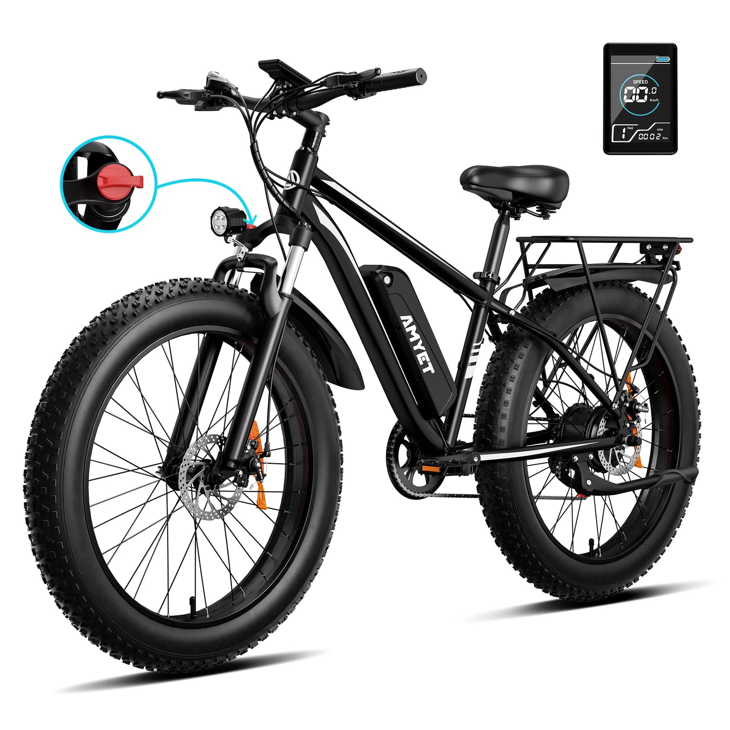 AMYET Electric Bike EB26 1500W 48V Fat Tire Mountain Bicycle