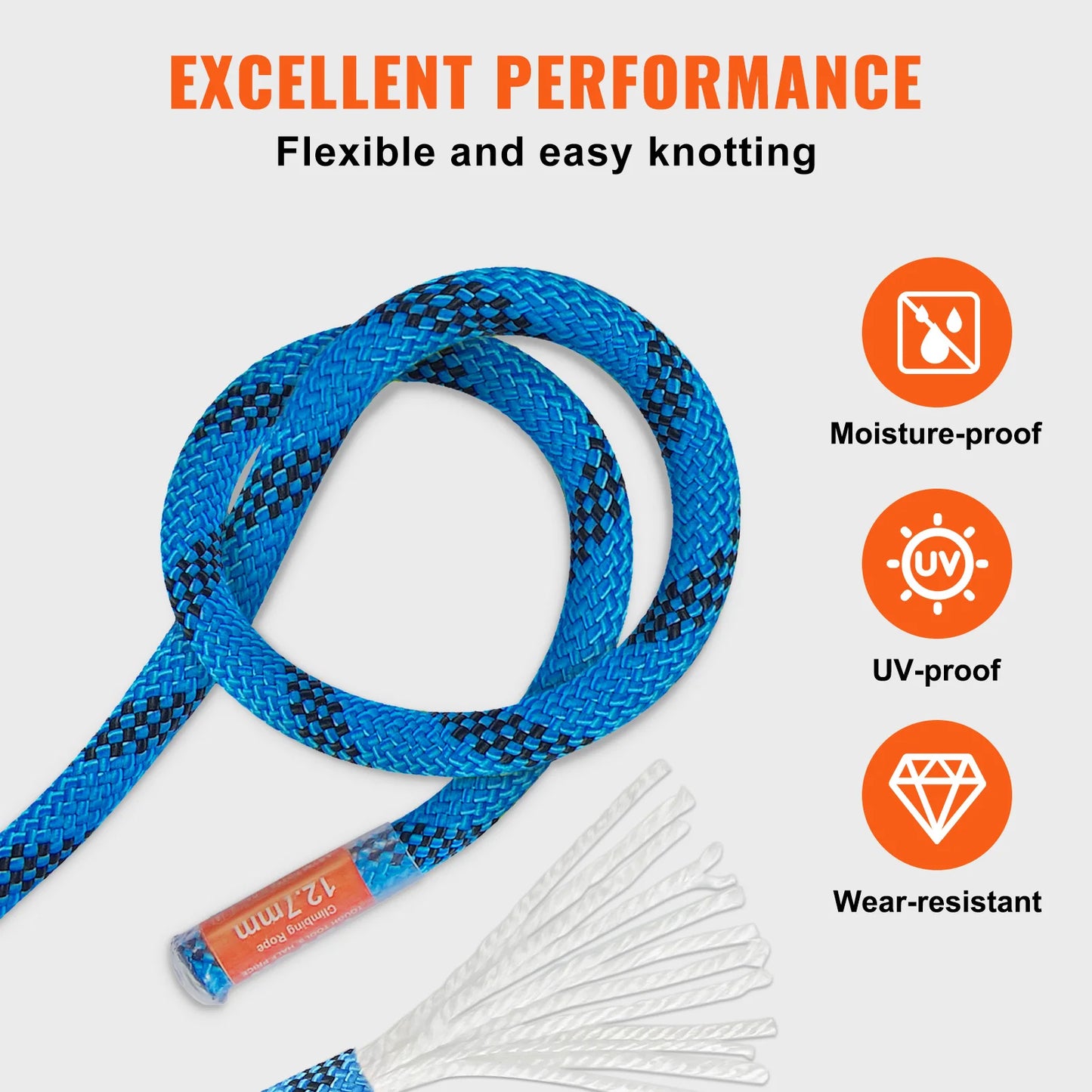 VEVOR Static Climbing Rope for Outdoor Rock Climbing