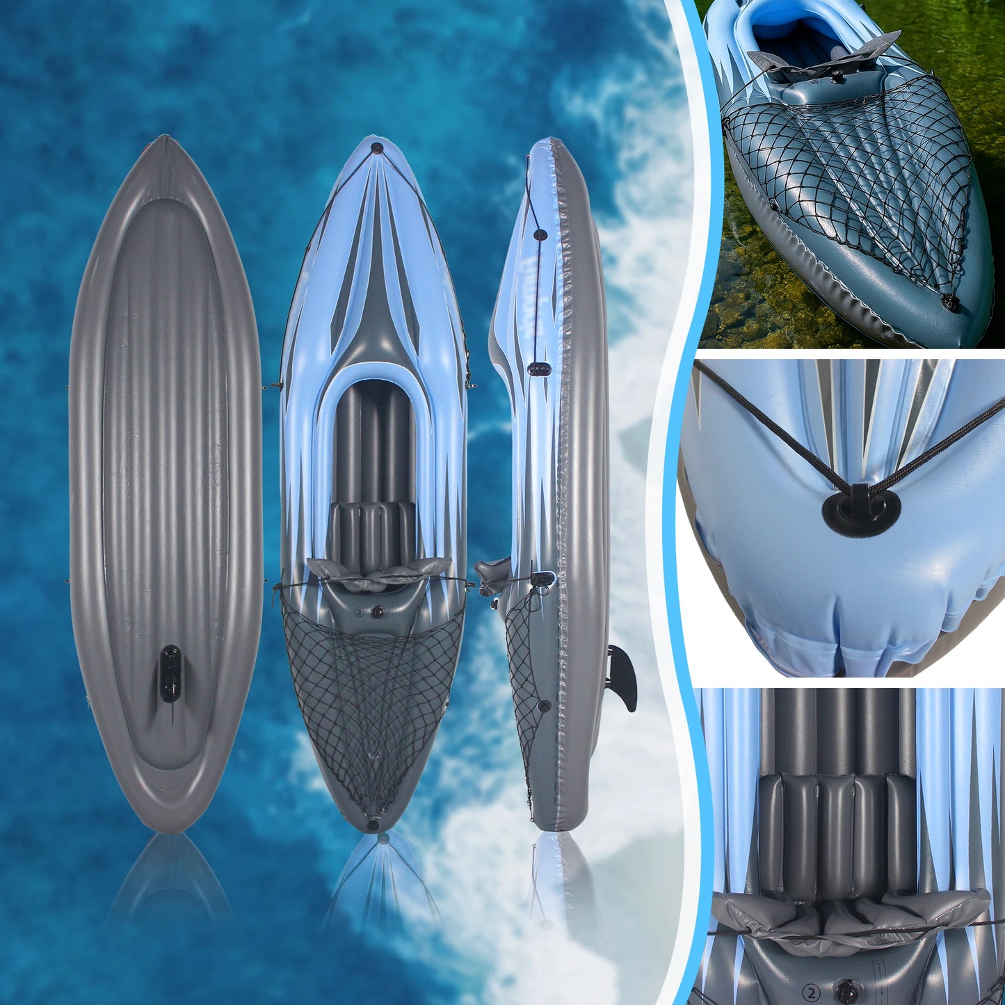 HHSJZWCY Inflatable One Person Kayak Fishing Boat With Paddles