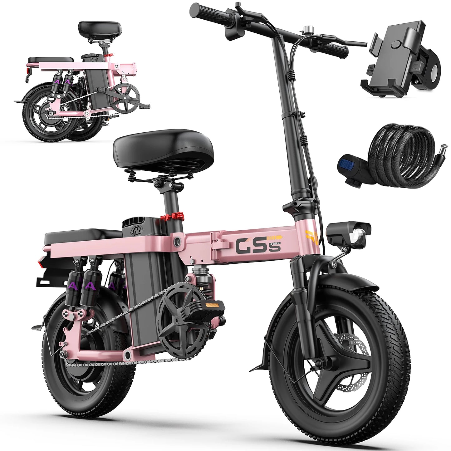 UPlee GS5 48V 15Ah Folding Electric Bike 20 Miles Range