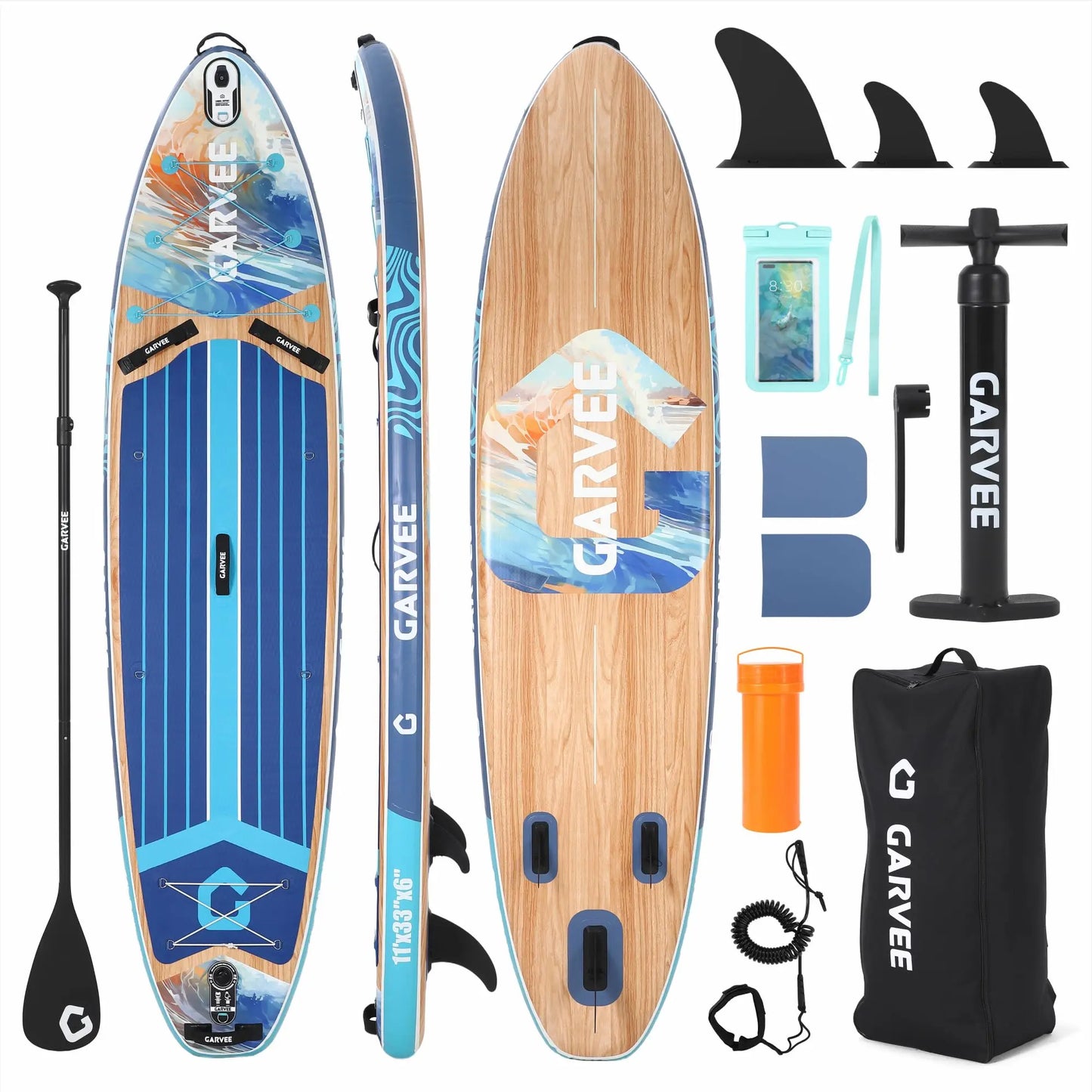Inflatable Upright Paddle Board All Around Set With Pump Backpack