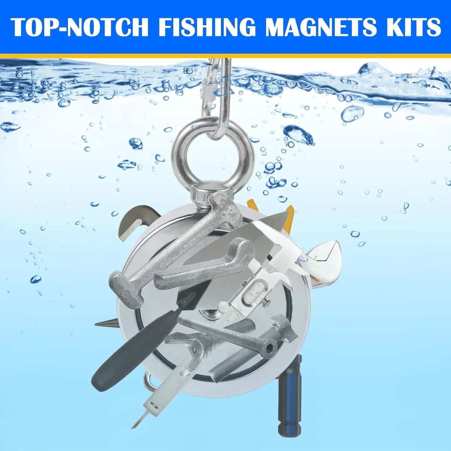 Heavy Duty Magnet Fishing Kit 2625 Lb Pulling Power Grappling Hook Rope