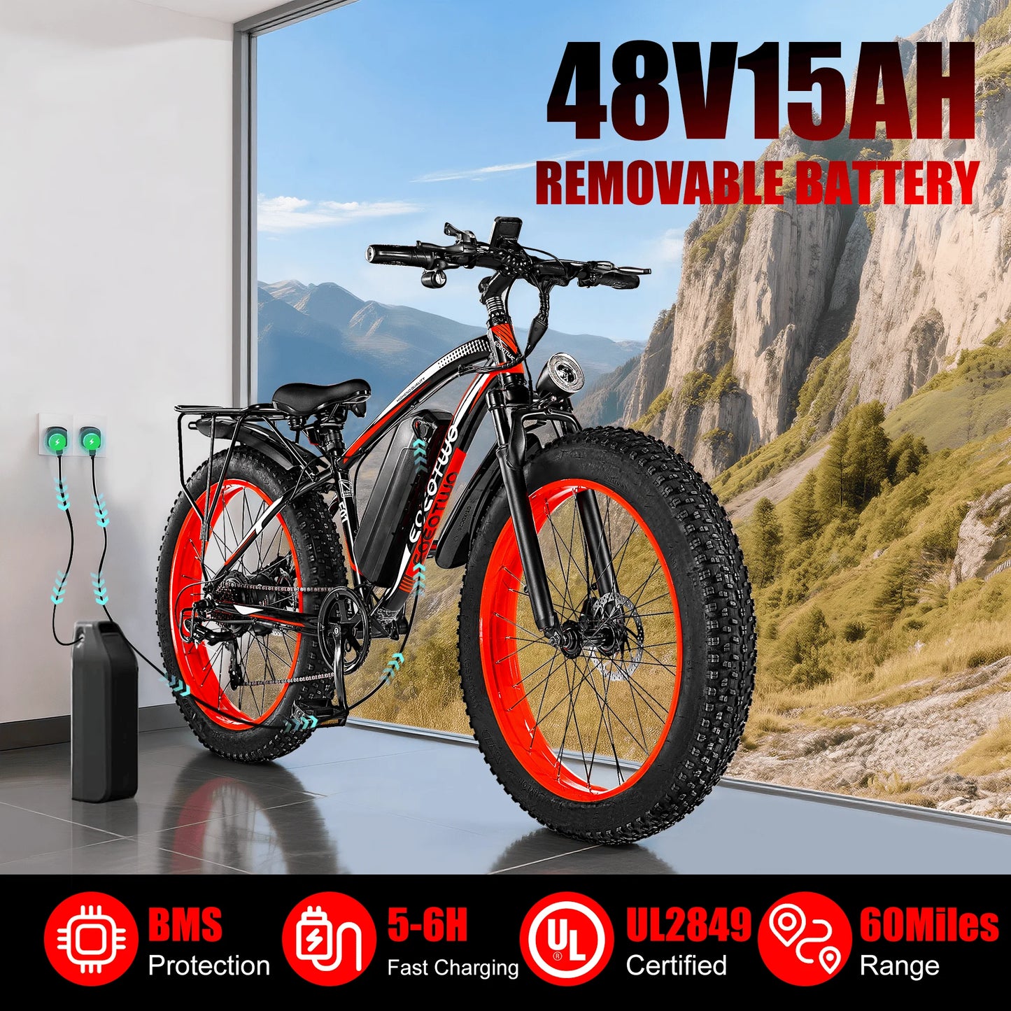 EOEOTWO 1500W Fat Tire Electric All Terrain EBike 34MPH