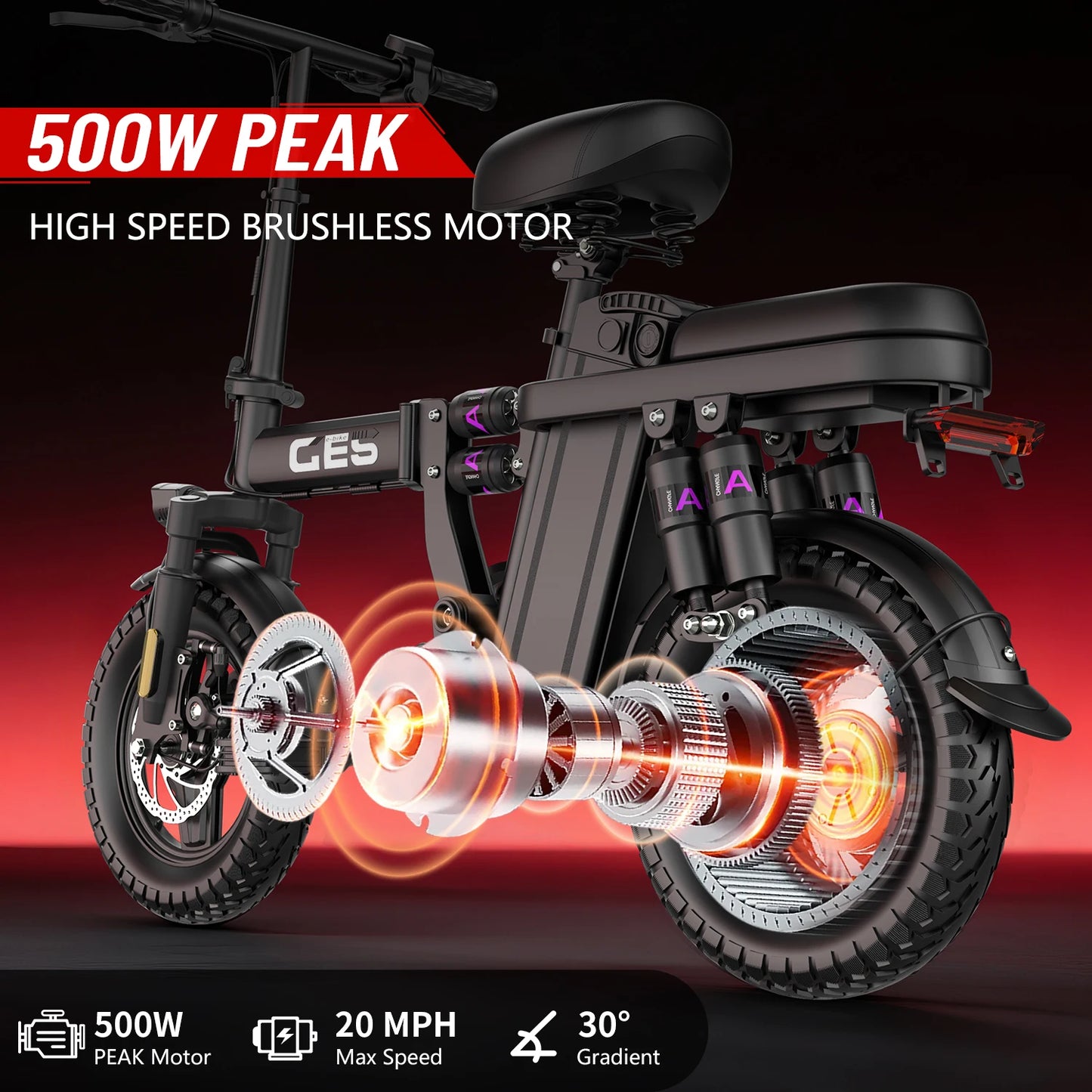 UPlee GE5 Electric Bike 500W Folding Removable Battery