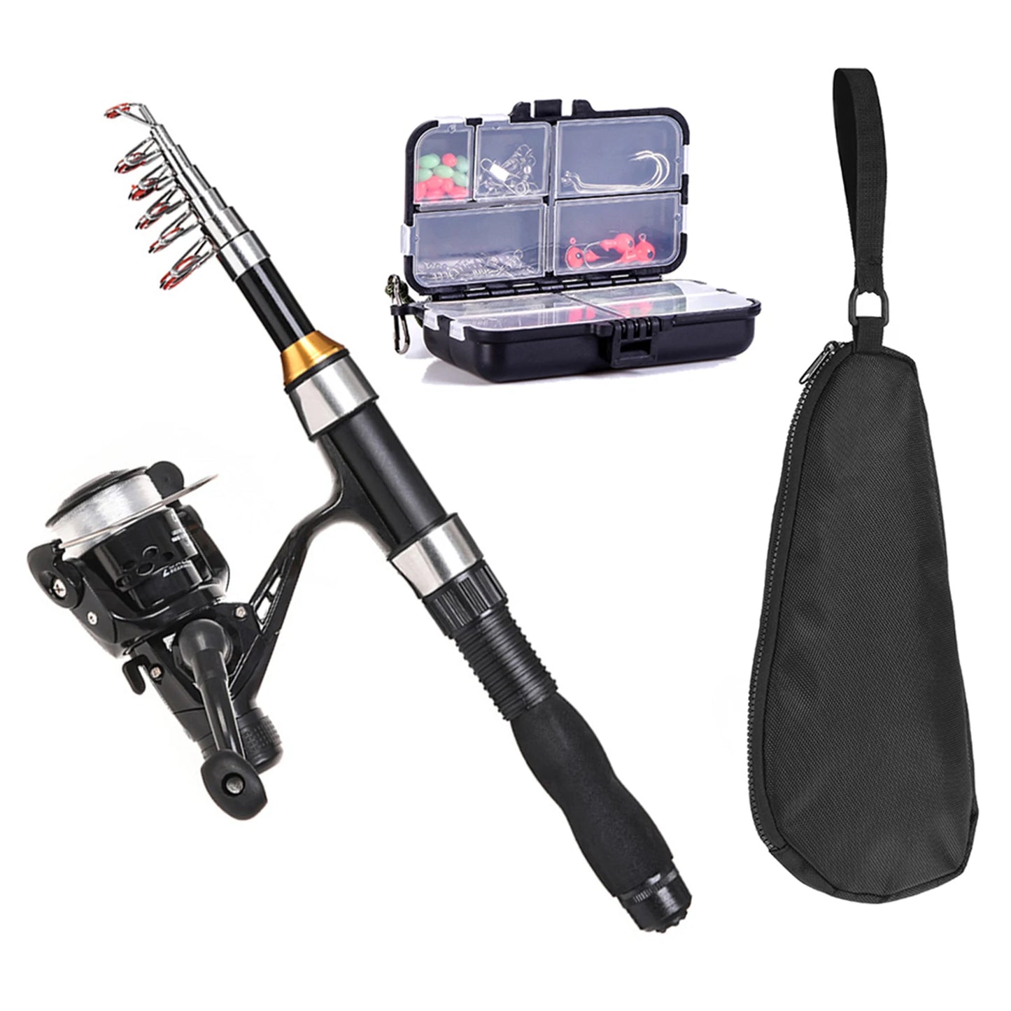 Telescopic Fishing Rod and Spinning Reel Combo Kit With Lures