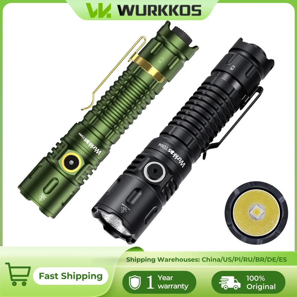Wurkkos TD04 Flashlight Dual Mode USB C Rechargeable Tactical